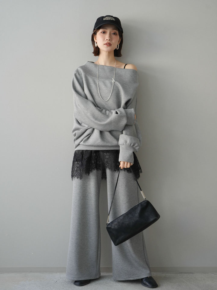 [予約]アシンメトリーオフショルポンチプルオーバー/gray