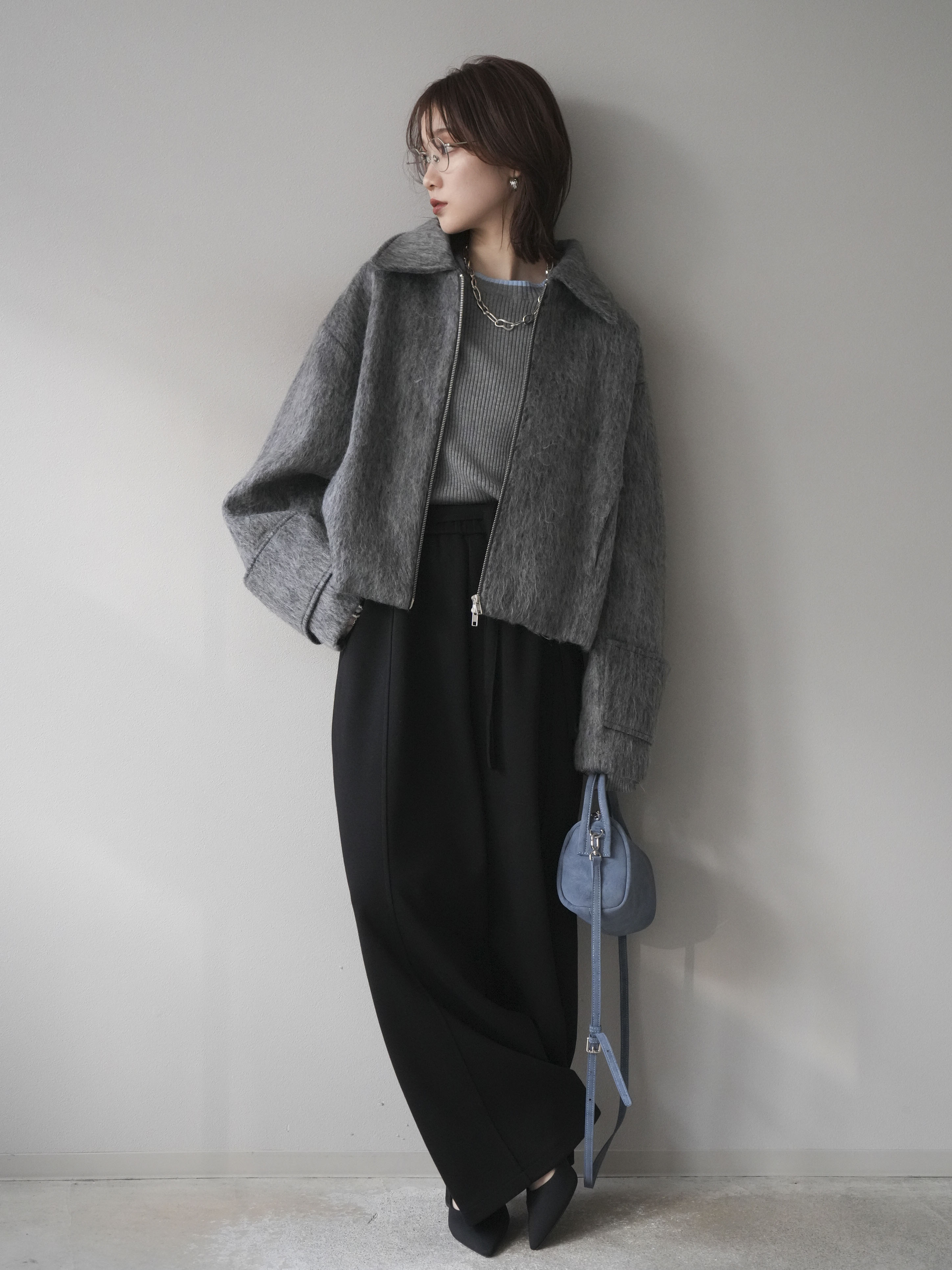 予約]袖ビックループシャギージップブルゾン/charcoal – Lumier