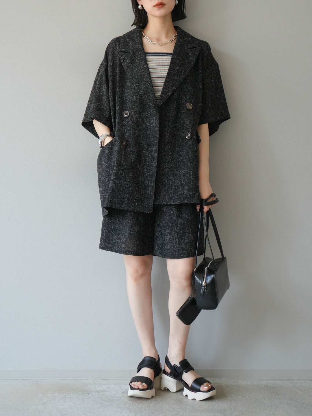 [SET]サマーツイードハーフジャケット+サマーツイードハーフパンツ(2set)