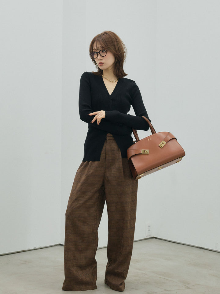 【Allure】[SET]フロントツイストリブニットトップス+フロントツイストリブニットトップス(2set)