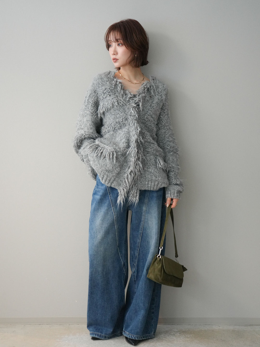 [予約]裏起毛加工デニムカーブパンツ/blue