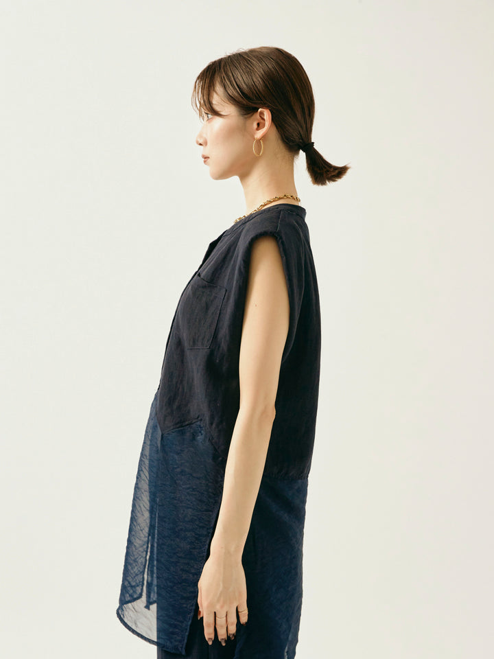 [SET]オーガンジーヘムブラウス＆ワイドパンツSET UP(2set)