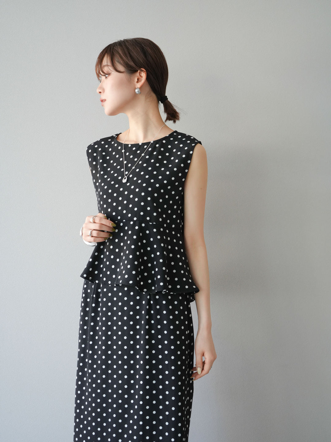 [予約]ドットぺプラムトップス/ブラック