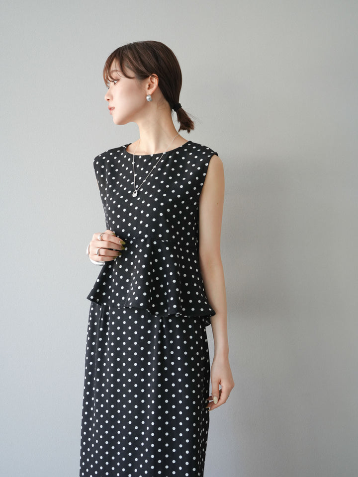 [予約]ドットぺプラムトップス/ブラック