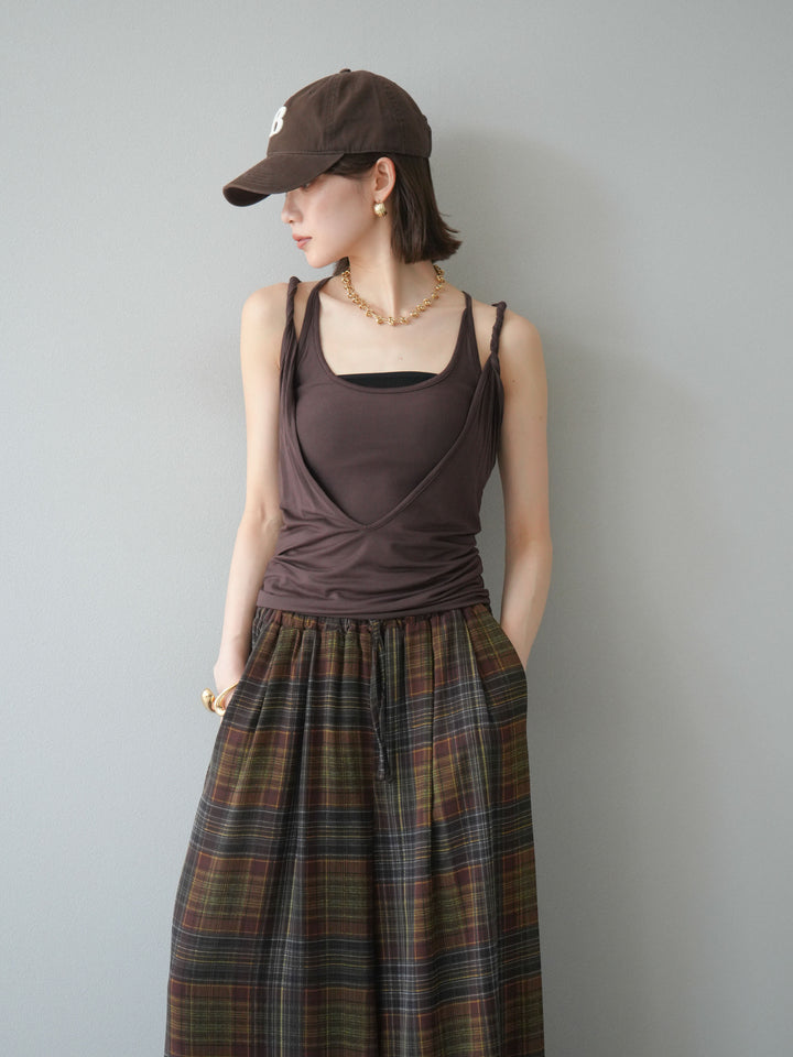 [予約]レイヤードツイストタンクトップ/ブラウン