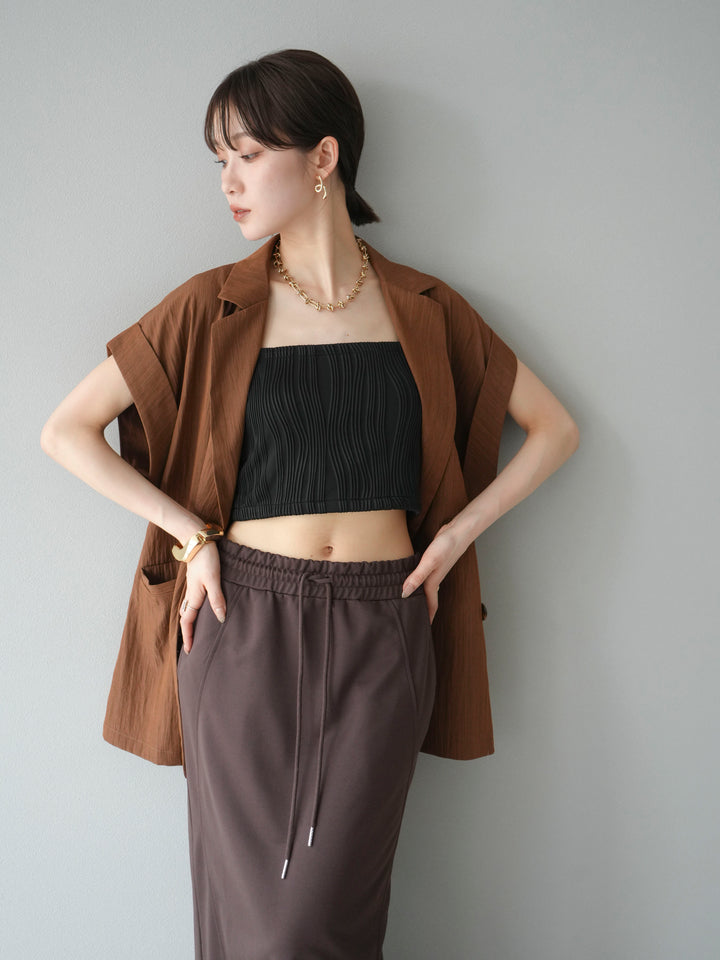 [SET]リネンライクノースリーブダブルジレ+選べるアクセセット(2set)