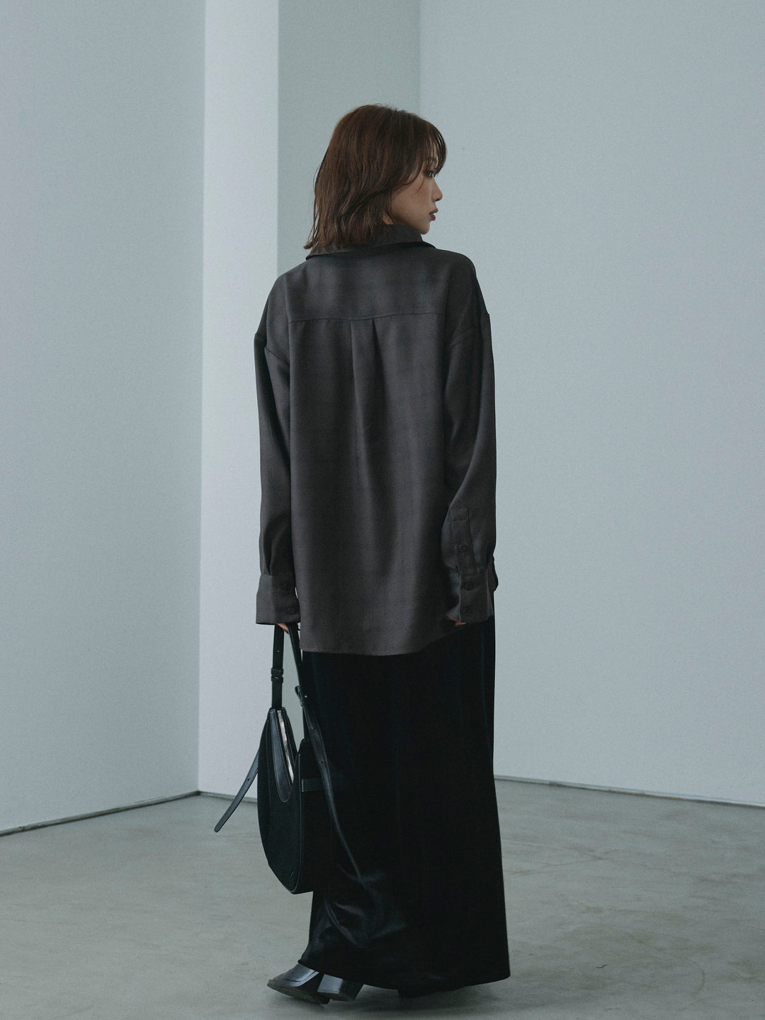 【Allure】[SET]杢チェックZIPシャツジャケット+ベロアナロースカート(2set)