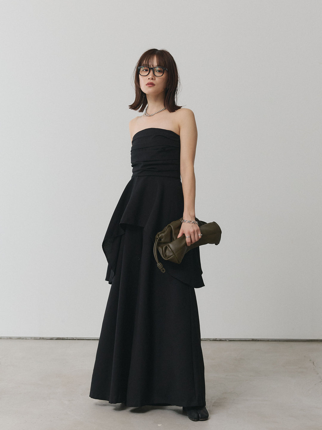 【Allure】[SET]ぺプラムベアトップス＆ワイドパンツSET UP+ぺプラムベアトップス＆ワイドパンツSET UP(2set)