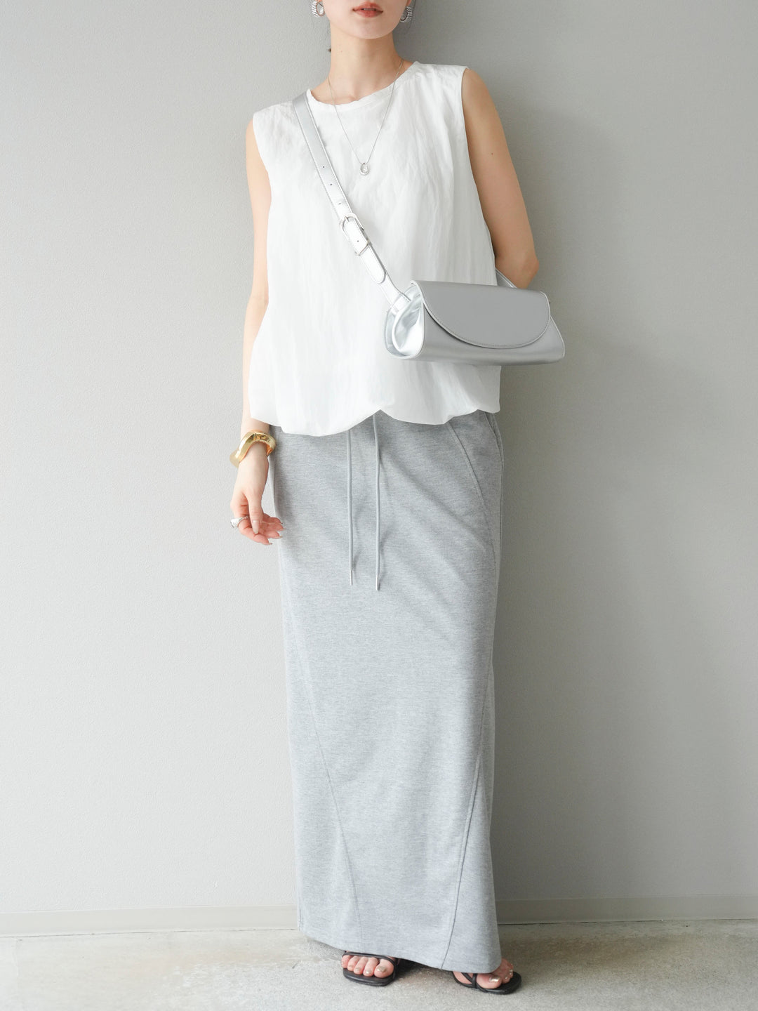 [予約]スウェットロングスカート/グレー