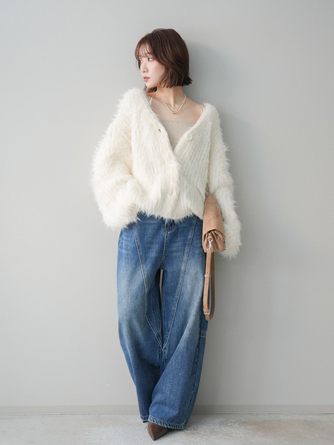 [予約]裏起毛加工デニムカーブパンツ/blue