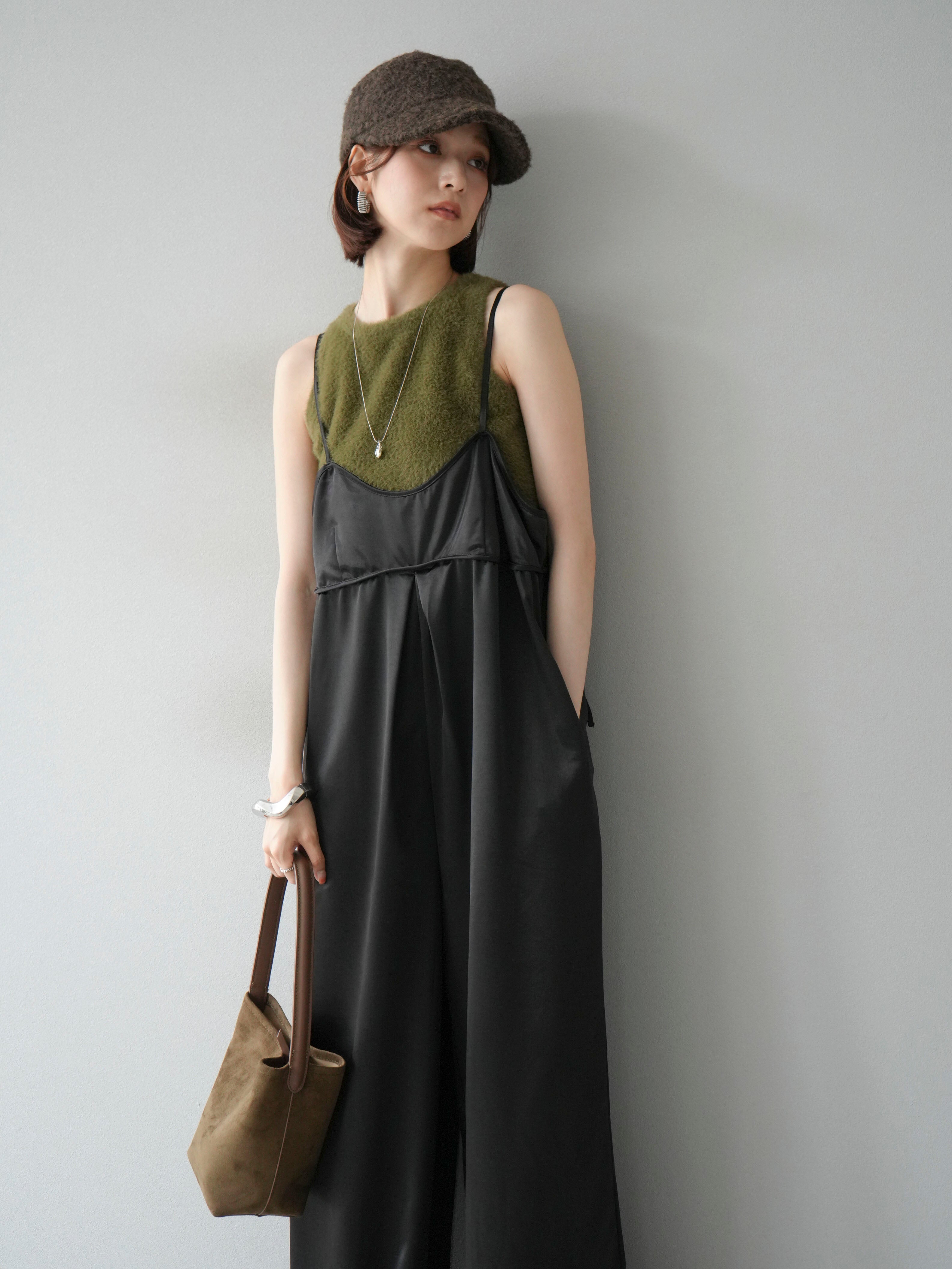 予約]サテンビスチェオールインワン/ブラック – Lumier