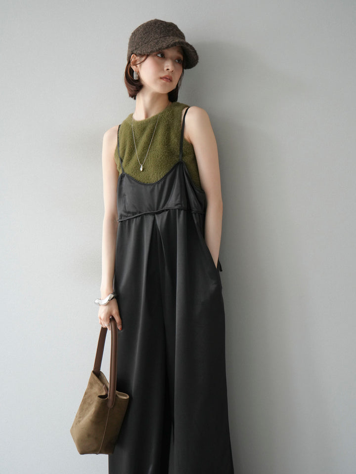 [予約]サテンビスチェオールインワン/ブラック