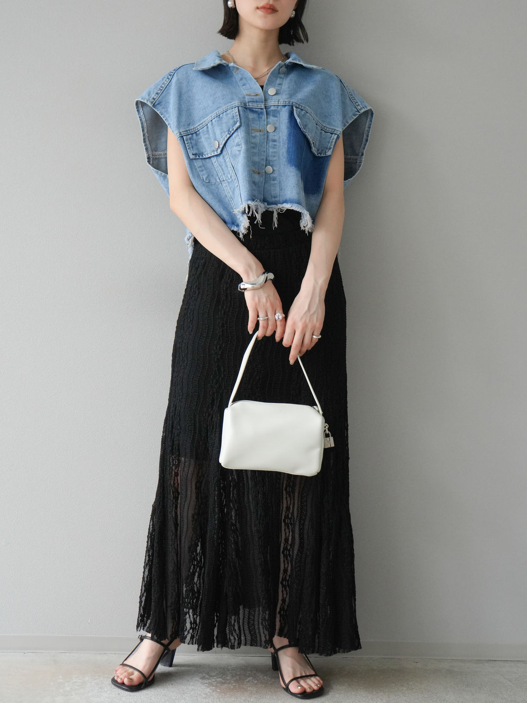 【預購】蕾絲窄裙/黑色