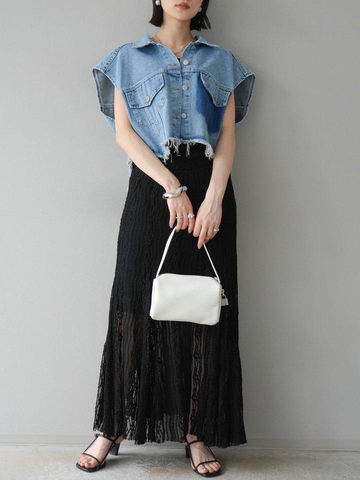 【預購】蕾絲窄裙/黑色