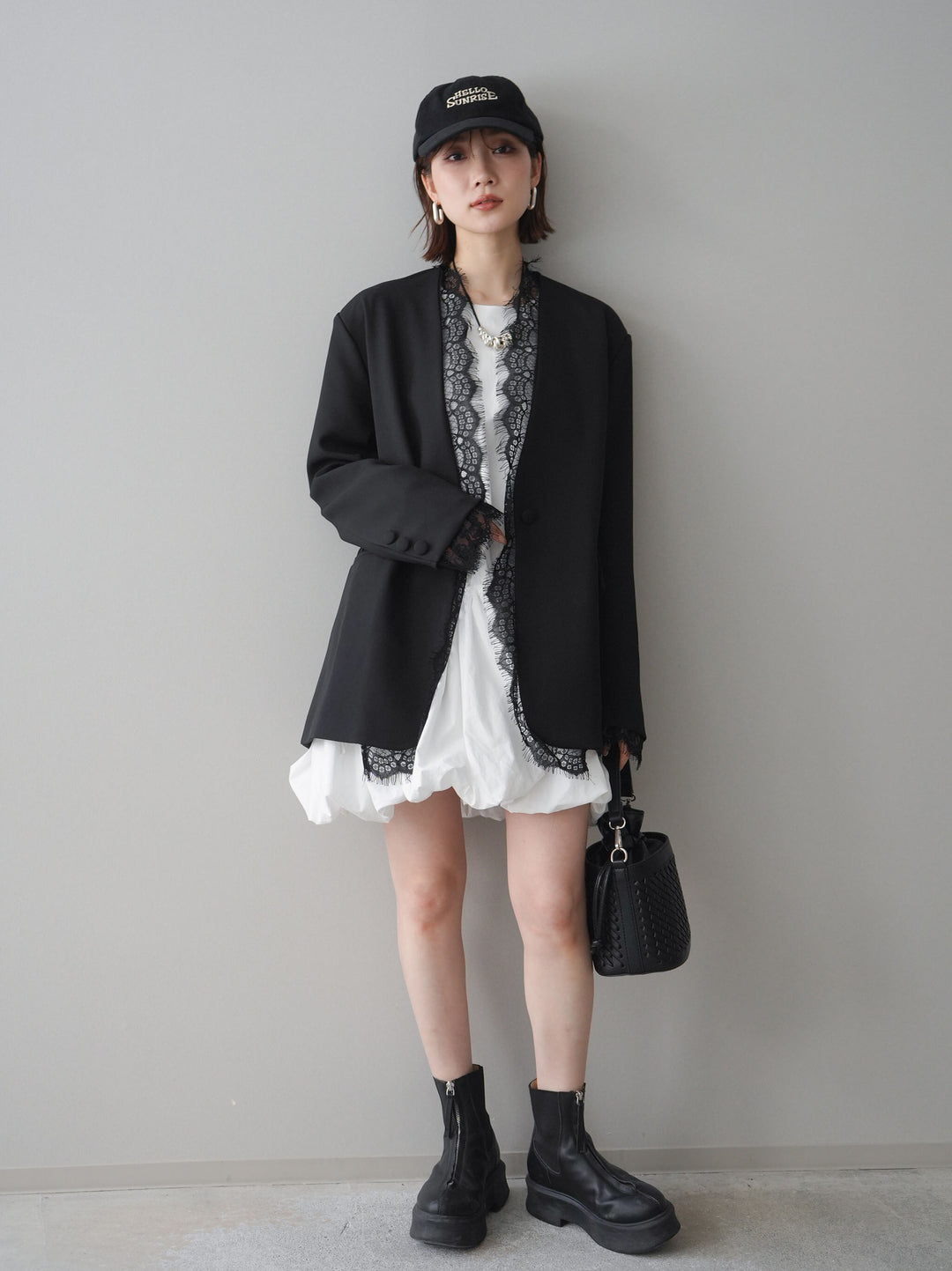 [予約]ノースリバルーンミニワンピース/white