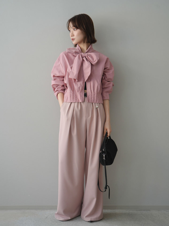 [SET]ボウタイ裾プリーツライトジャケット+ボウタイ裾プリーツライトジャケット(2set)