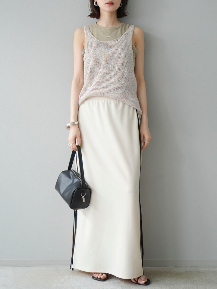 [予約]サイドラインジャージナロースカート/アイボリー