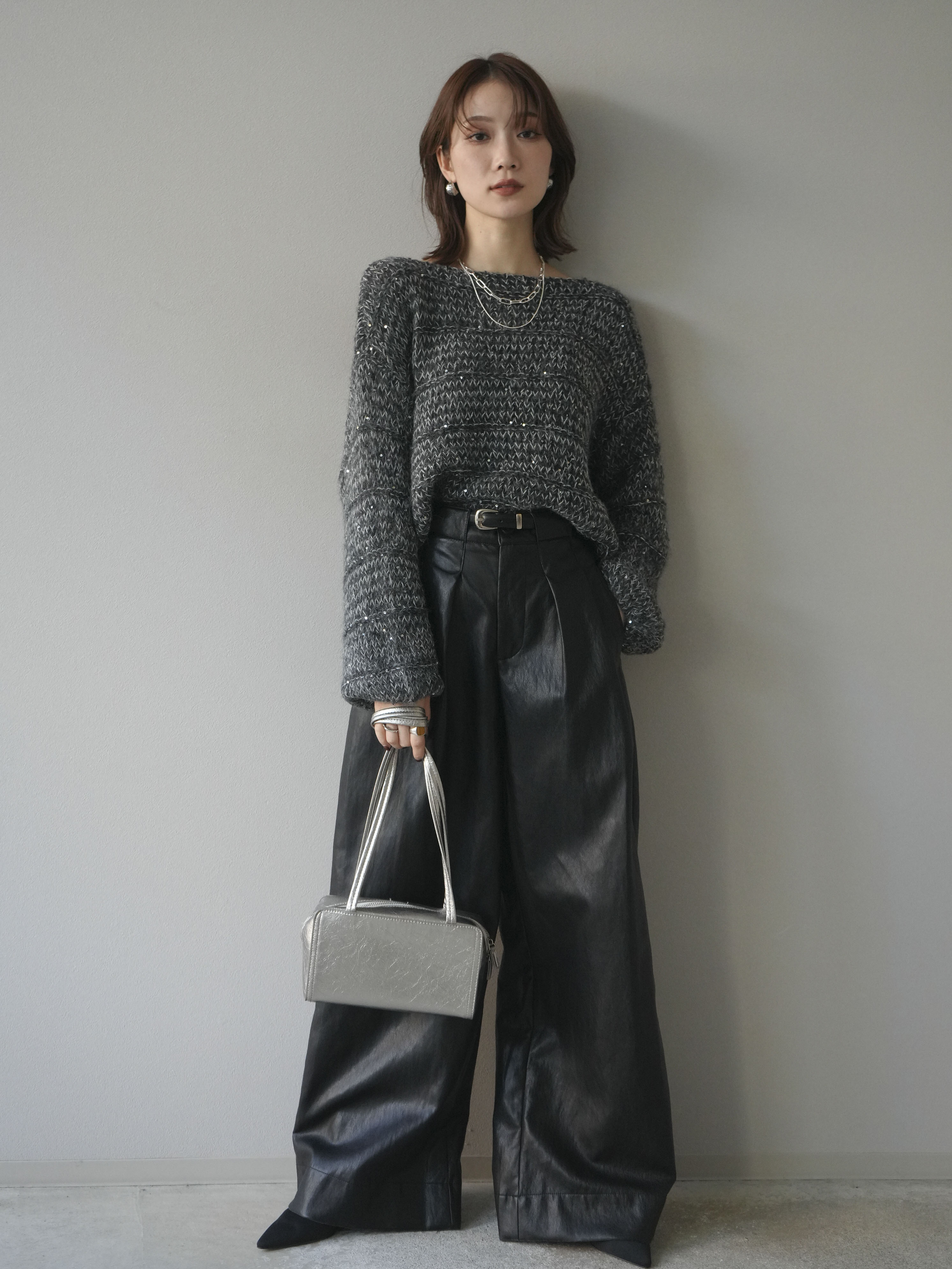 ORIMI スパンコールニットポロ ORIMI スパンコールニットポロ ORIMI スパンコールニットポロ