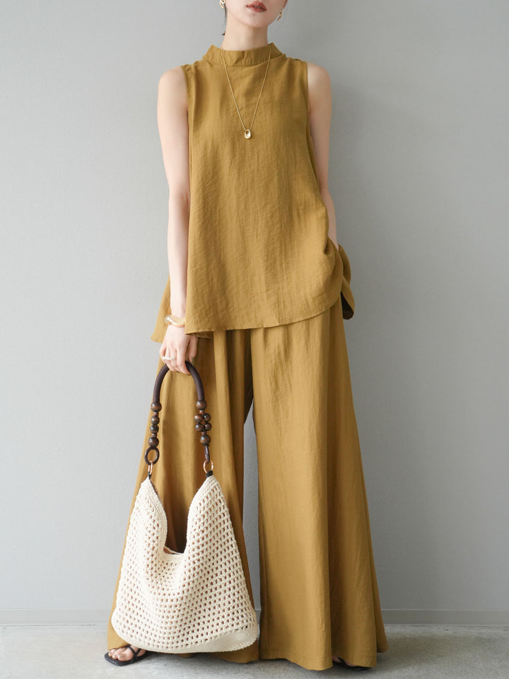 [SET]ホルターネックバックスリットブラウス＆スーパーワイドパンツSET UP(2set)