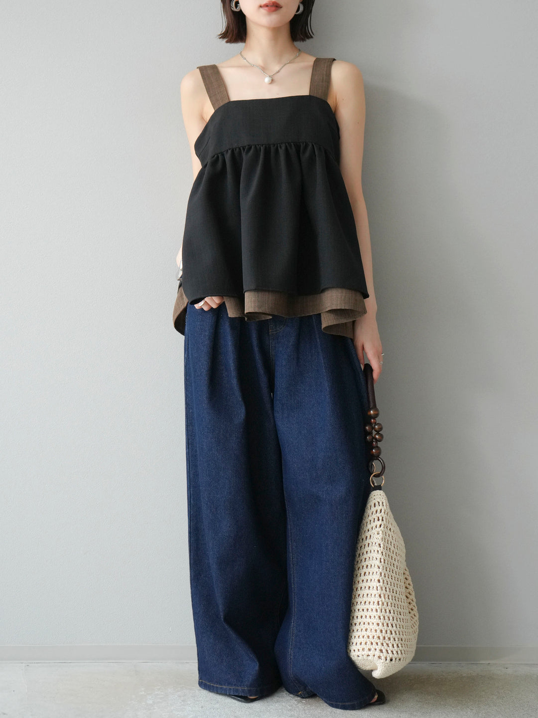 [予約]ダブルタックワイドデニムパンツ/インディゴ