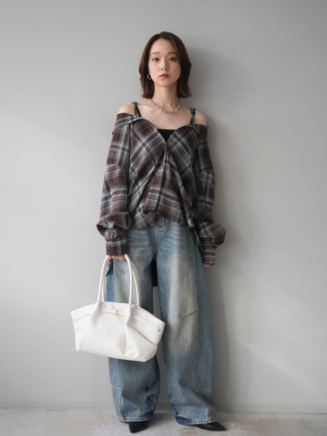 [予約]マルチウェイチェックシャツ/brownblue