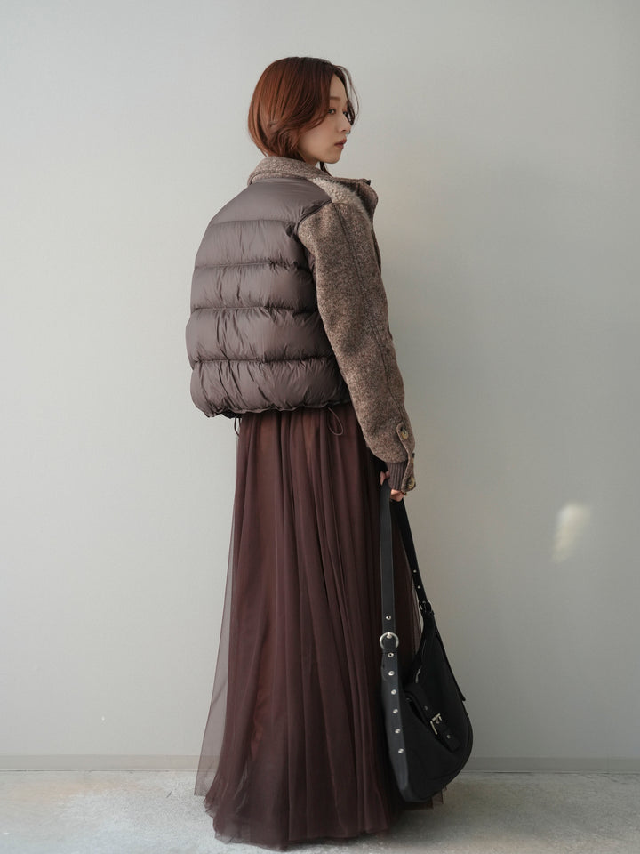 [SET]異素材ダウンジャケット+チュールボリュームスカート(2set)