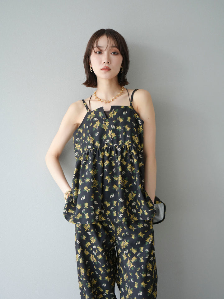 [予約]ブーケプリントキャミソール/ブラック