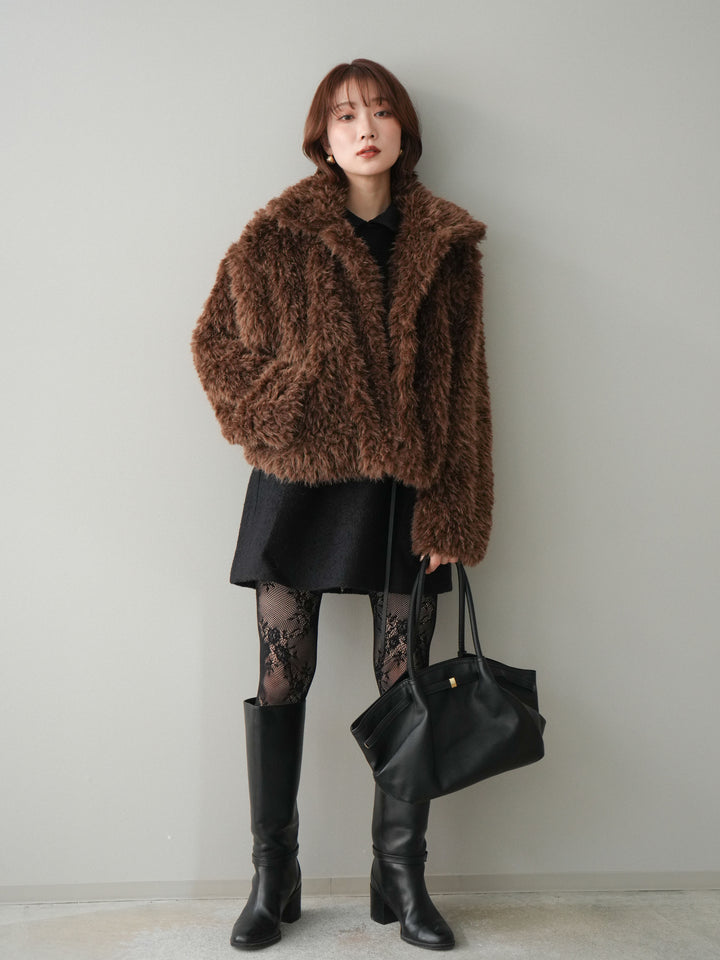 [SET]襟付きブークレミニワンピース+選べるアクセセット(2set)