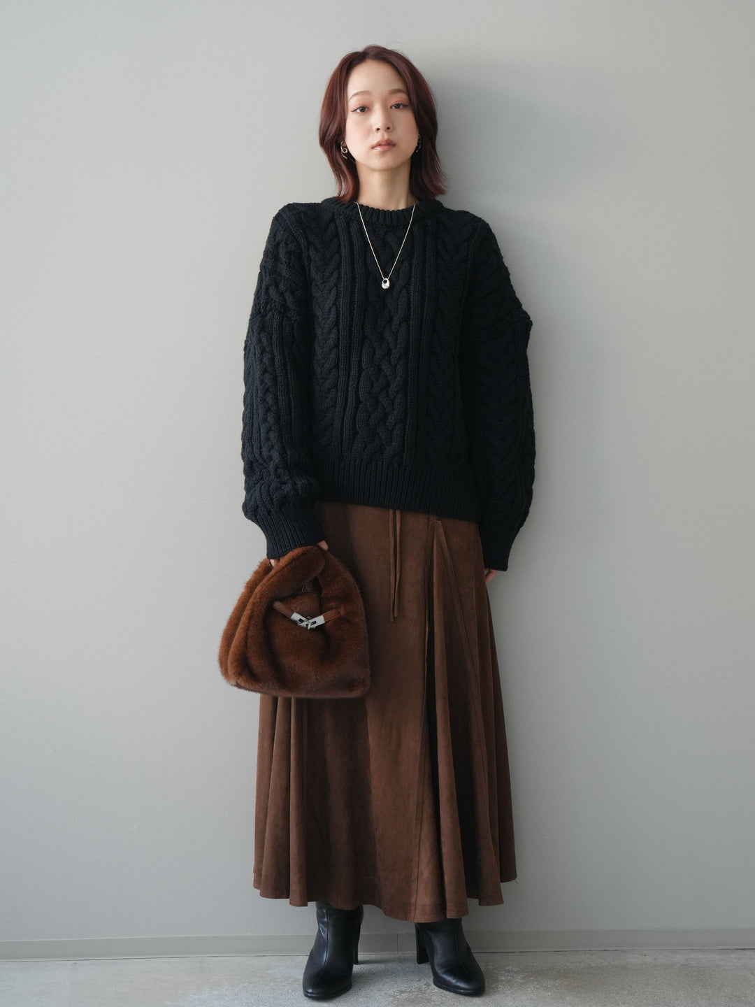 [予約]スエードマーメイドスカート/brown