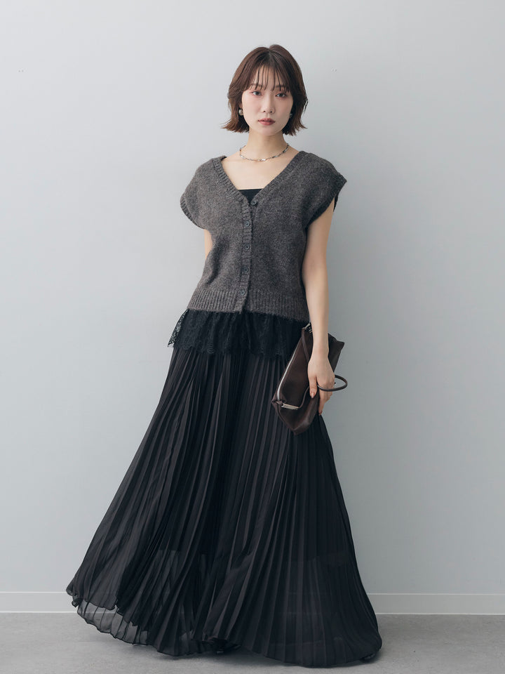 [予約]モヘアレースドッキングベスト/brown
