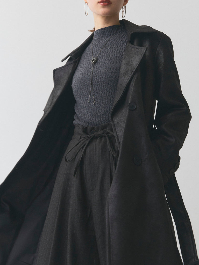 高級 レザートレンチコート レザー トレンチコート コート ヴィンテージ 予約]ヴィンテージレザートレンチコート/ブラック – Lumier