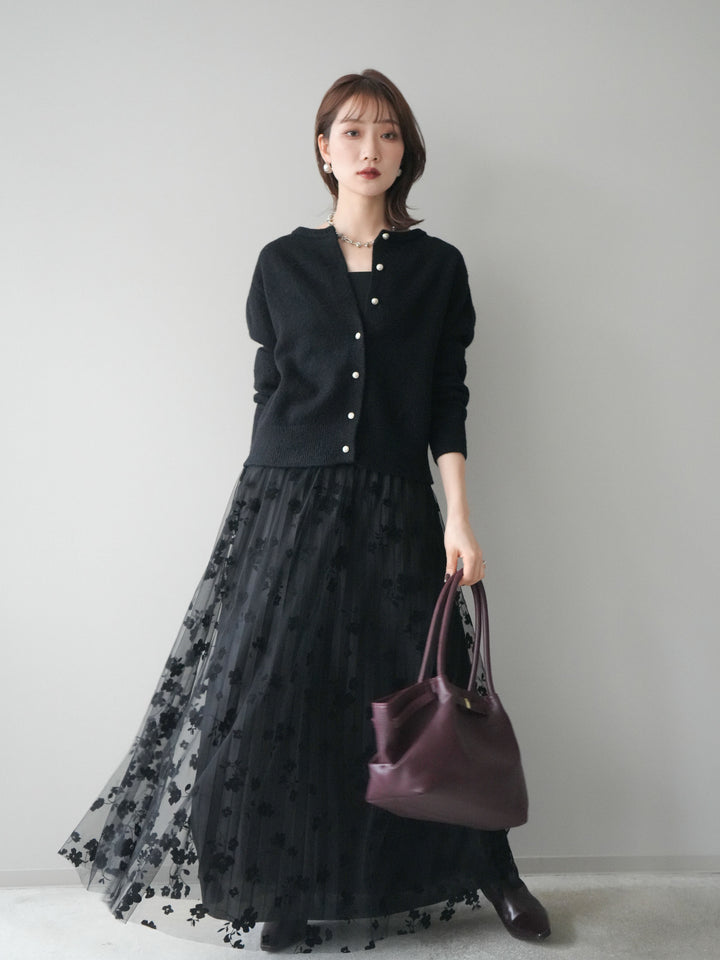 [SET]アンティークボタンニットカーディガン+選べるアクセセット(2set)