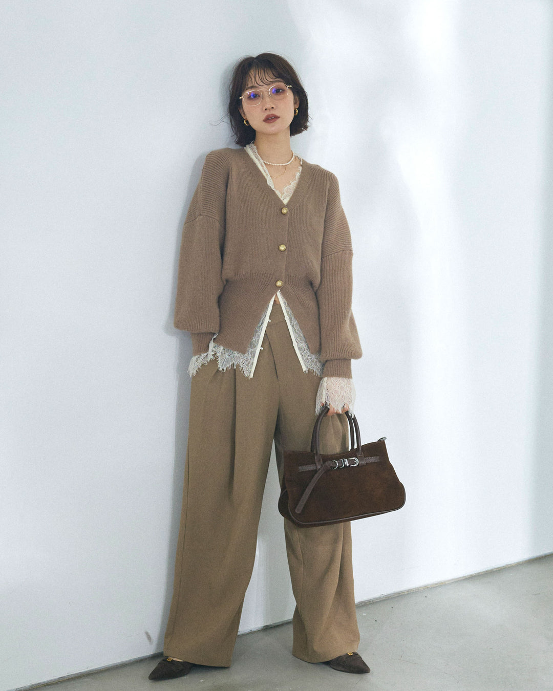 [予約]アシンメトリーウエストタックパンツ/beige