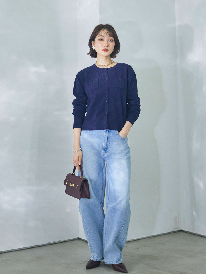 [予約]ミニポケットニットカーディガン/navy