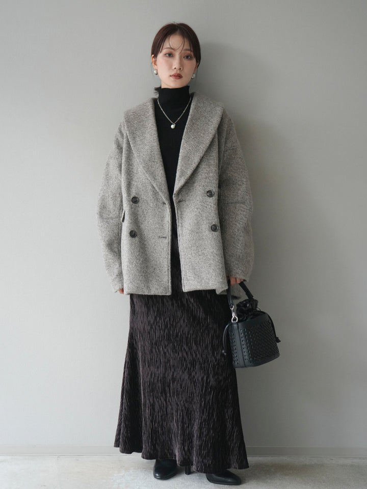 [予約]ロービング襟付きミドルコクーンコート/brown