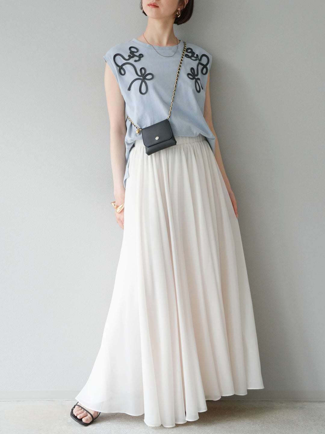 [予約]シフォンフレアスカート/アイボリー