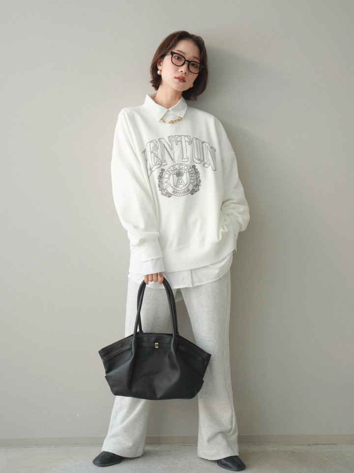 [予約]カレッジロゴ刺繍BIGスウェットプルオーバー/offwhite