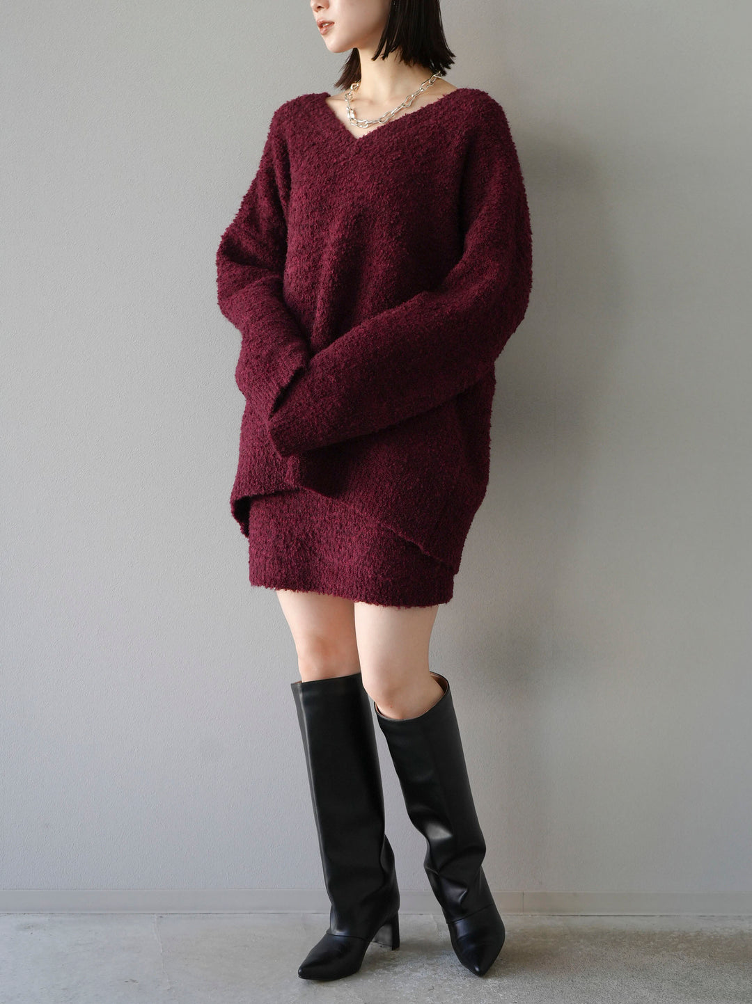 [SET] 橢圓針織衫 & 迷你裙 SET UP