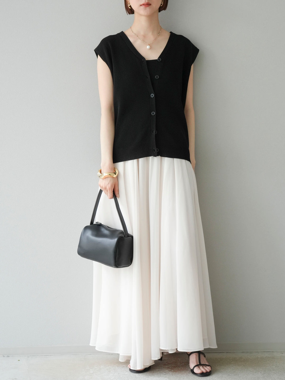 [予約]シフォンフレアスカート/アイボリー