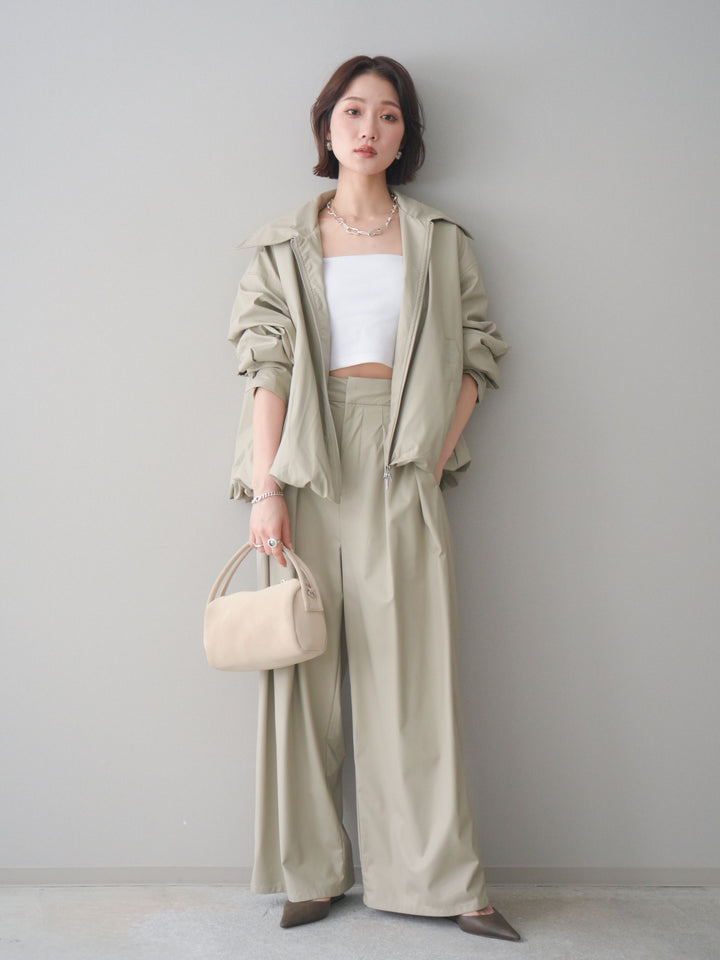 [予約]ウォッシャブルフェイクレザーバルーンジャケット/ecru