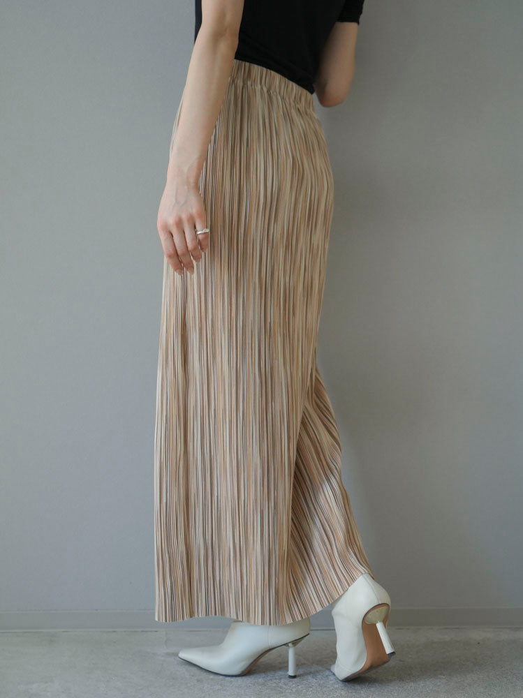 予約]マルチカラーIラインプリーツスカート/ベージュ – Lumier