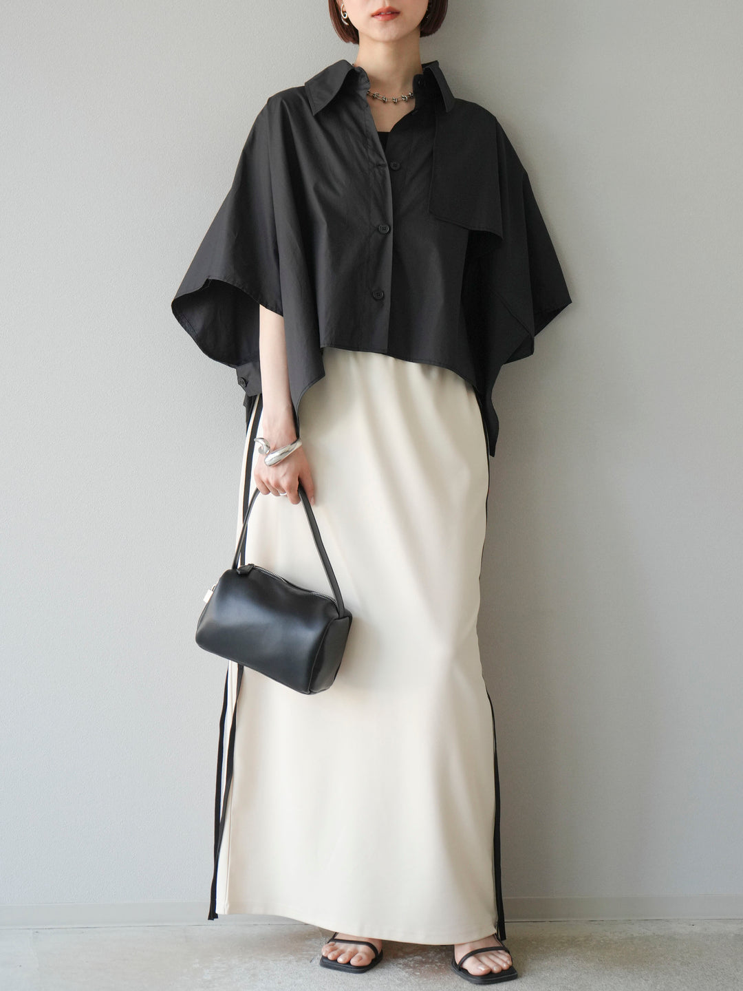 [予約]サイドラインジャージナロースカート/アイボリー