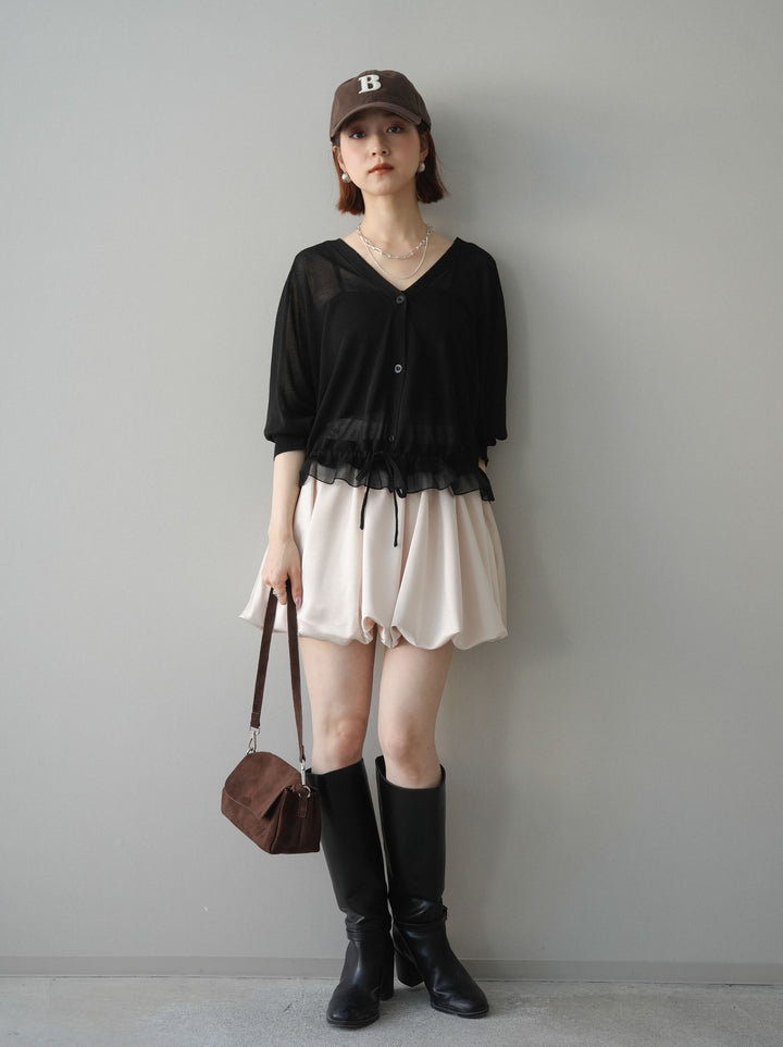 [予約]サテンバルーンミニスカート/ivory