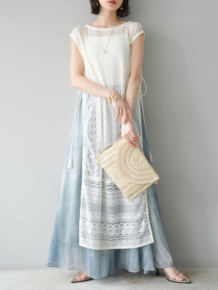 【預購】Nuance 透視喇叭裙/綠色