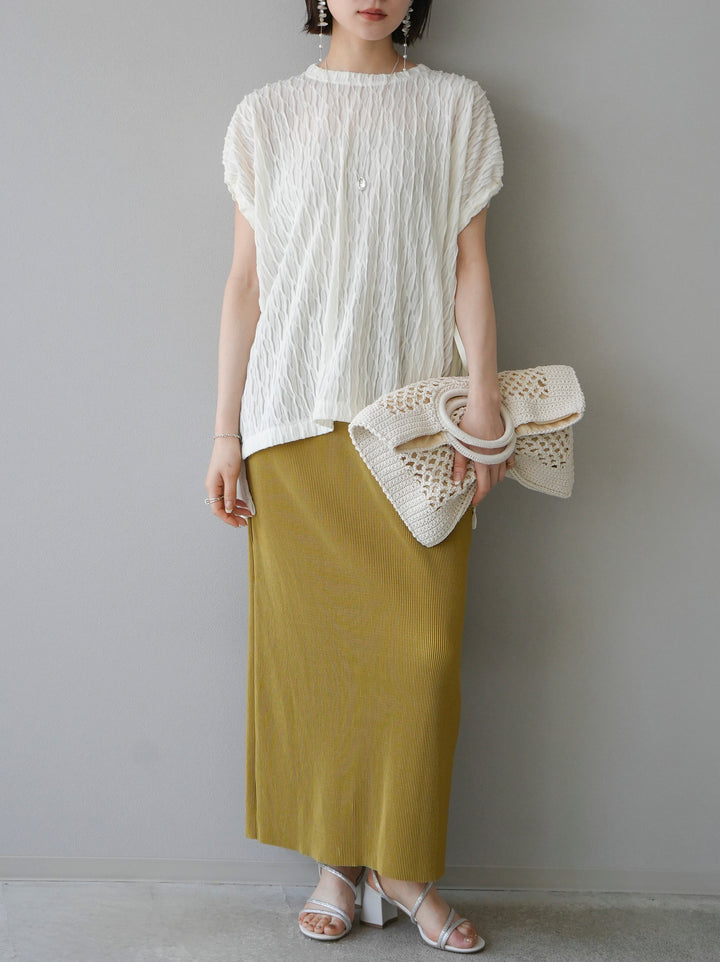 [Pre-order] Arm shirring sheer design mellow pullover/ivory