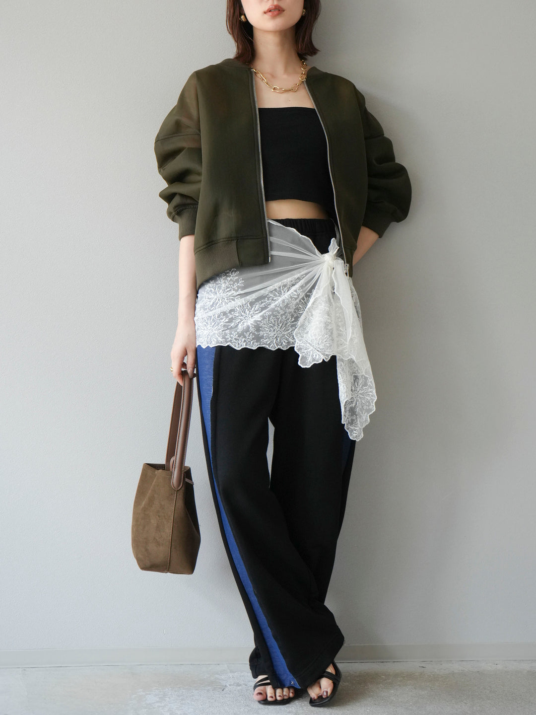 [予約]デニム切替2WAYデザインスウェットパンツ/ブラック