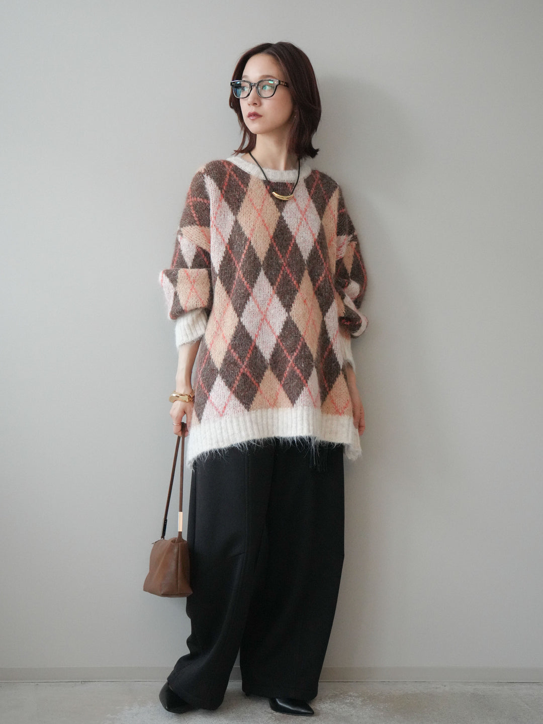 [予約]ベルト付裏起毛センターシームカーブパンツ/black