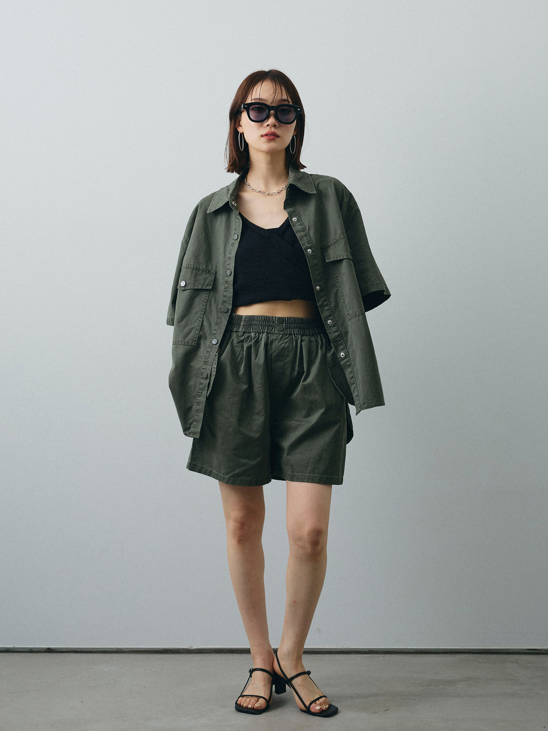 [SET]ミリタリーオーバーシャツ＆ハーフパンツSET UP+ミリタリーオーバーシャツ＆ハーフパンツSET UP(2set)