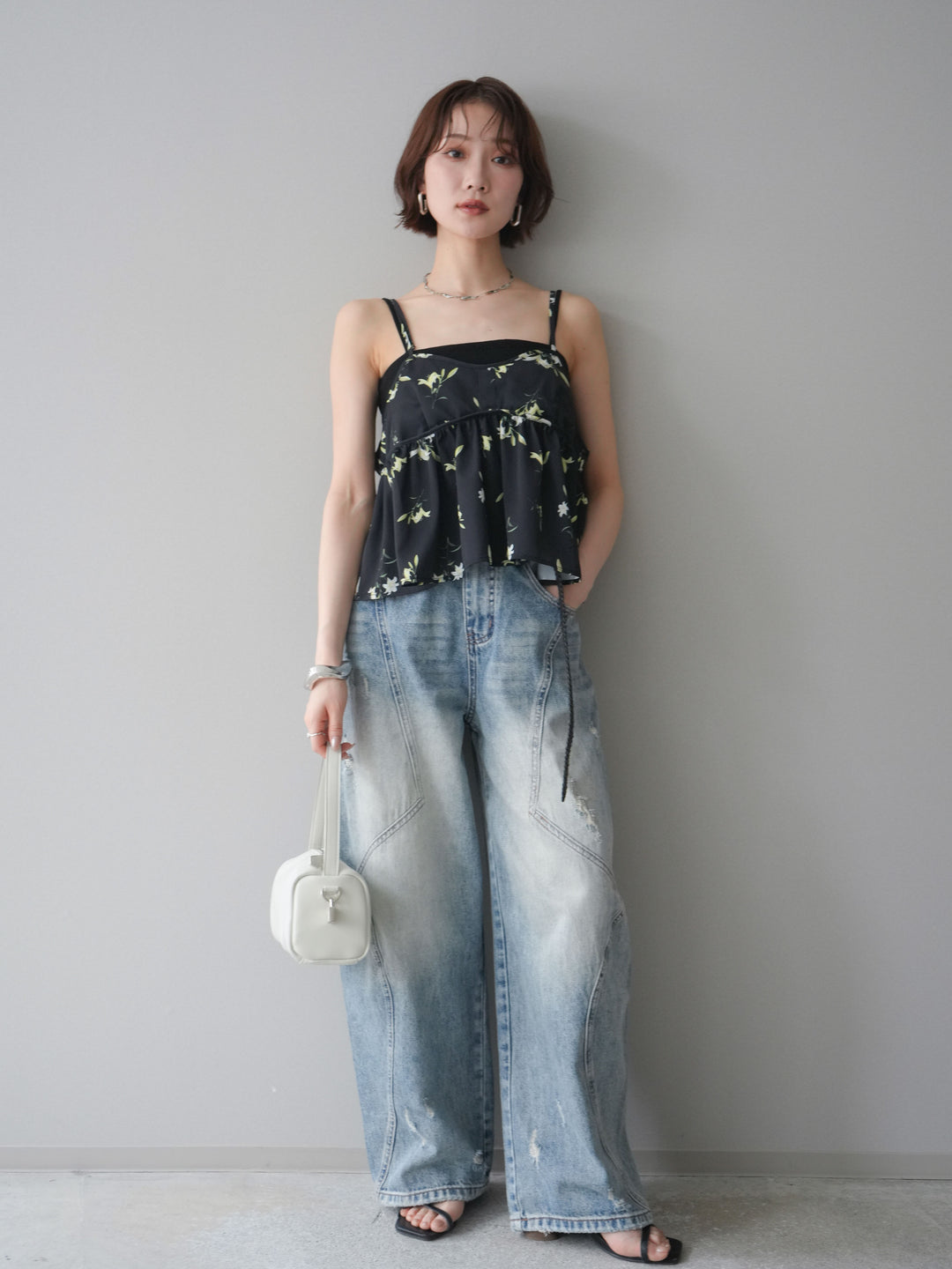 [SET]フラワープリントキャミソール+フラワープリントキャミソール(2set)