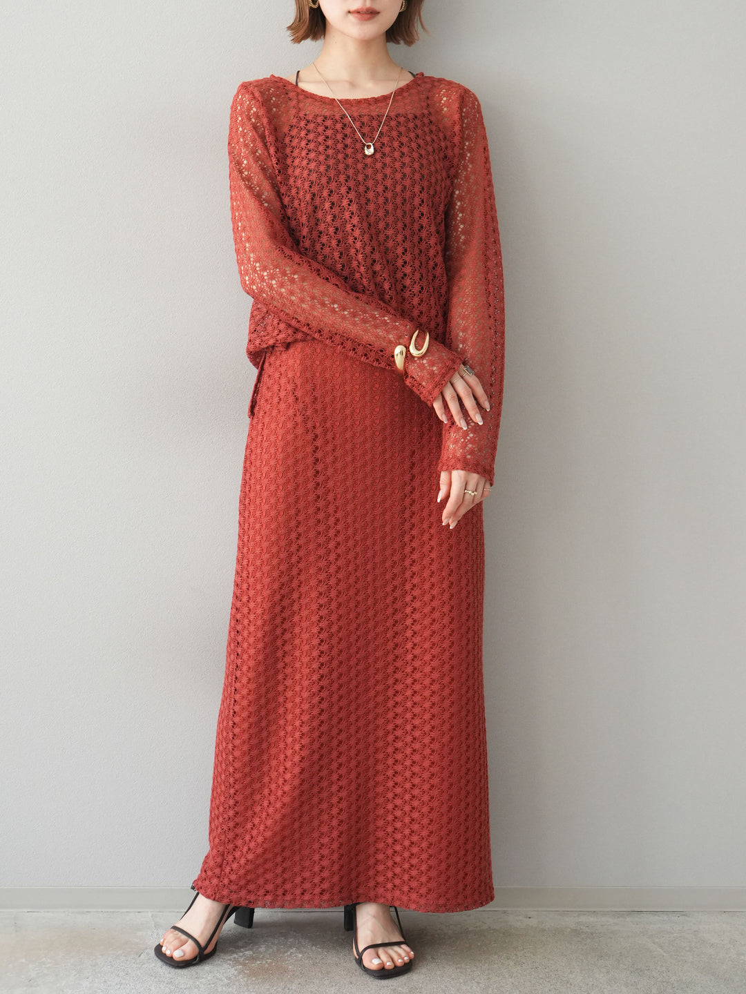 【預購】鏤空緊身裙/紅色